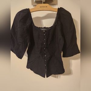 Something Navy Button Top